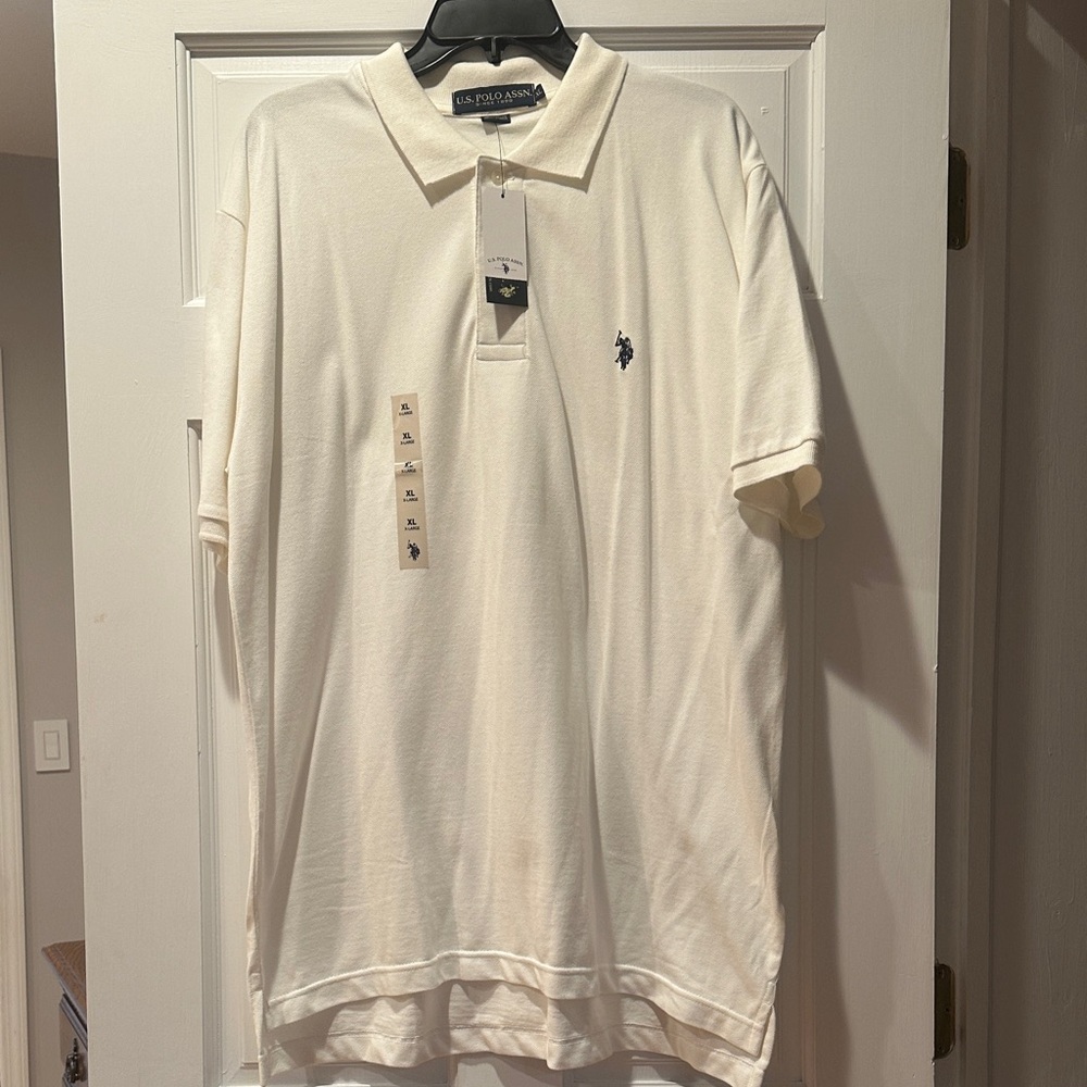 US Polo  Men's Off-White Polo Shirt